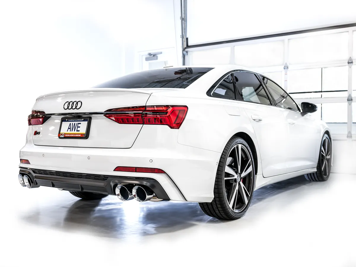 AWE Track Edition Exhaust for Audi C8 S6/S7 - Diamond Black Tips product image