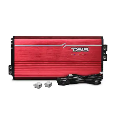 DS18 1-Channel | Class D | Full-Range Monoblock | 5000 Watts RMS @ 1Î© | DPIV1/0 Terminals Included | Red