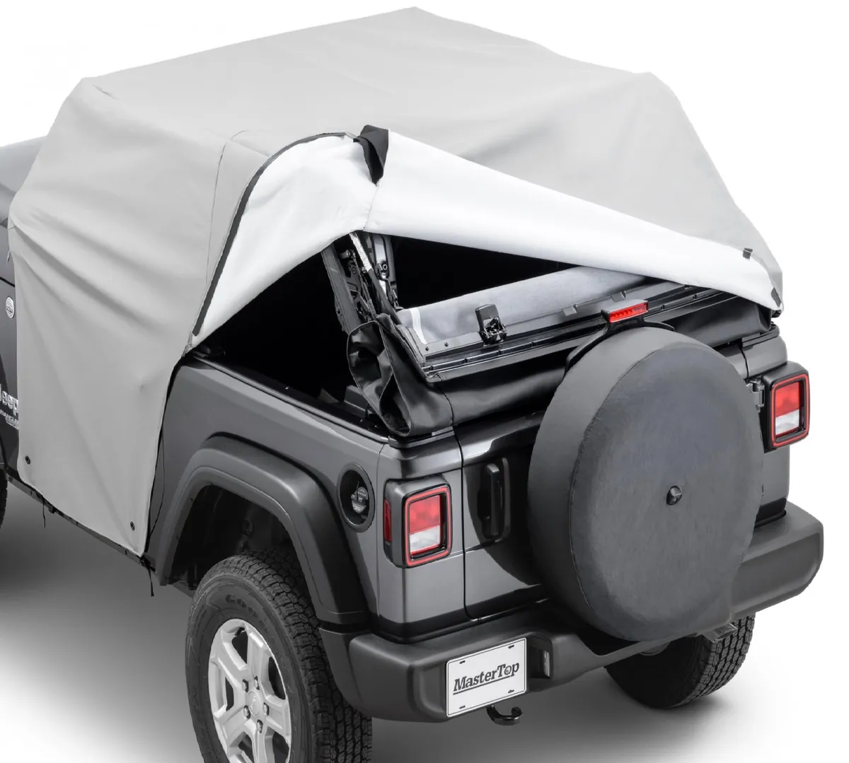 5 Layer Full Door Cab Cover 2018-2024 Jeep JL Wrangler 2Dr W/Factory Soft Top Folded DownGray MasterTop product image