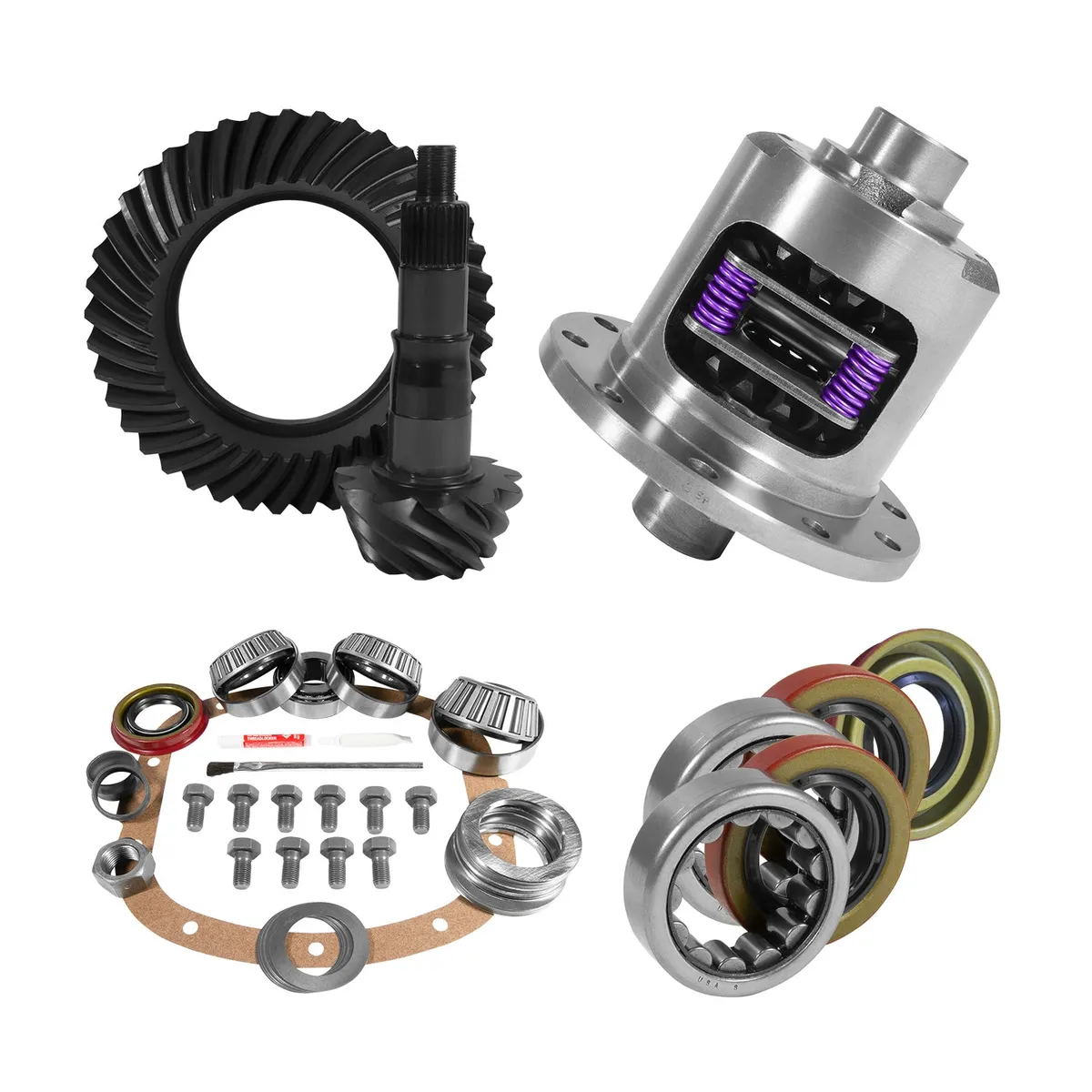Yukon Gear and Axle 7.5/7.625 GM 4.11 Rear Ring & Pinion Install Kit 28 Spline Posi Axle Bearings 7.5 Inch / 7.625 Inch GM 4.11 Rear R&P Gear/ Install Kit Package W/ 28 Spline Posi & Ak 1563 Axle Bearings 2.25 Inch OD Yukon Gear