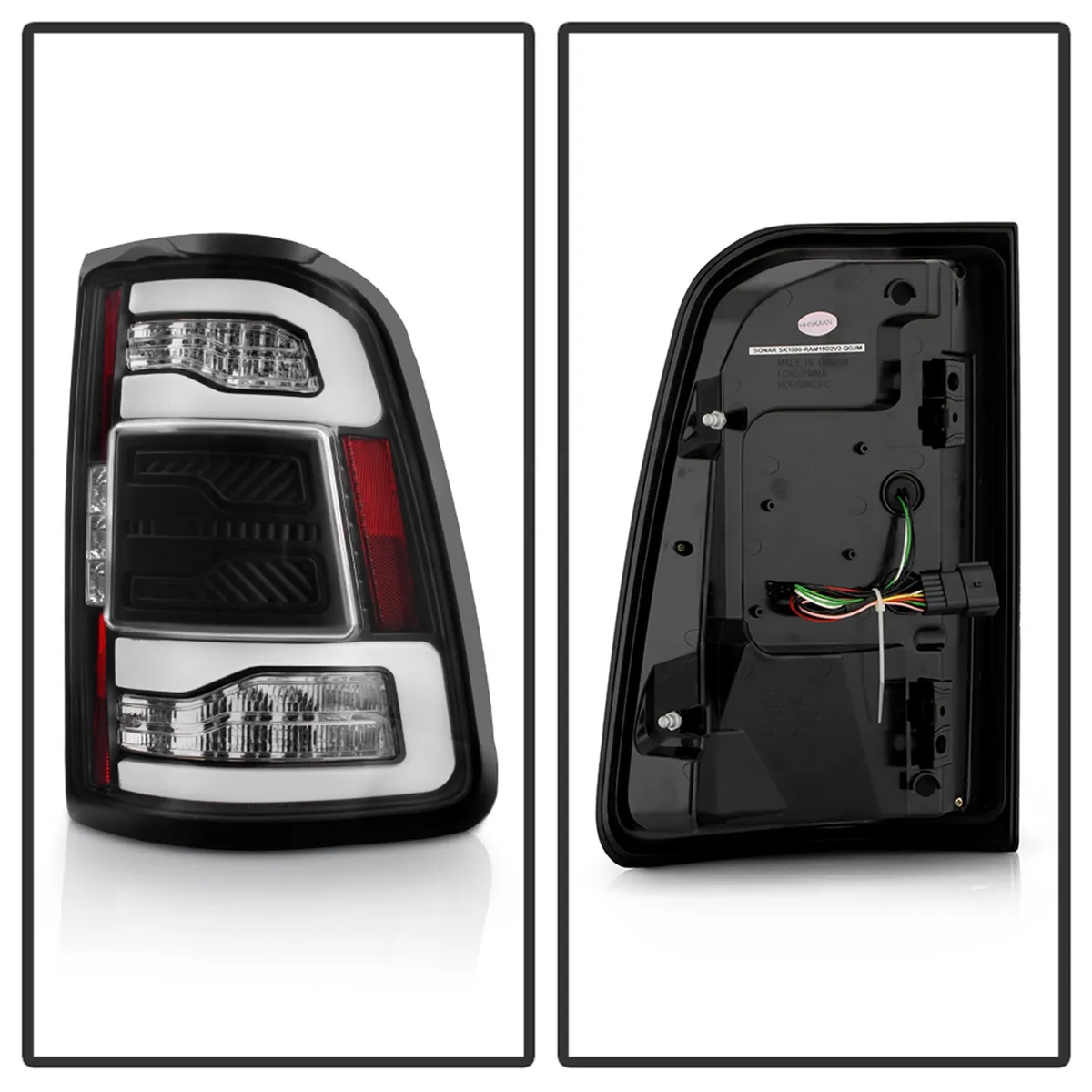 ( Spyder Apex ) Dodge Ram 1500 2019 - 2023 Factory LED Tail Lights Model Without Blind Spot Module Model Only ( Not Compatible With Factory Incandescent Bulb Tail Lights Model/Classic Model/Blind Spot Module Model ) LED Tail Light - Black product image
