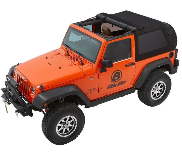 Jeep Wrangler Trektop Glide Slantback Soft Tops For Jeep 2007-2018 Wrangler JK 2 Door Black Diamond Bestop product image