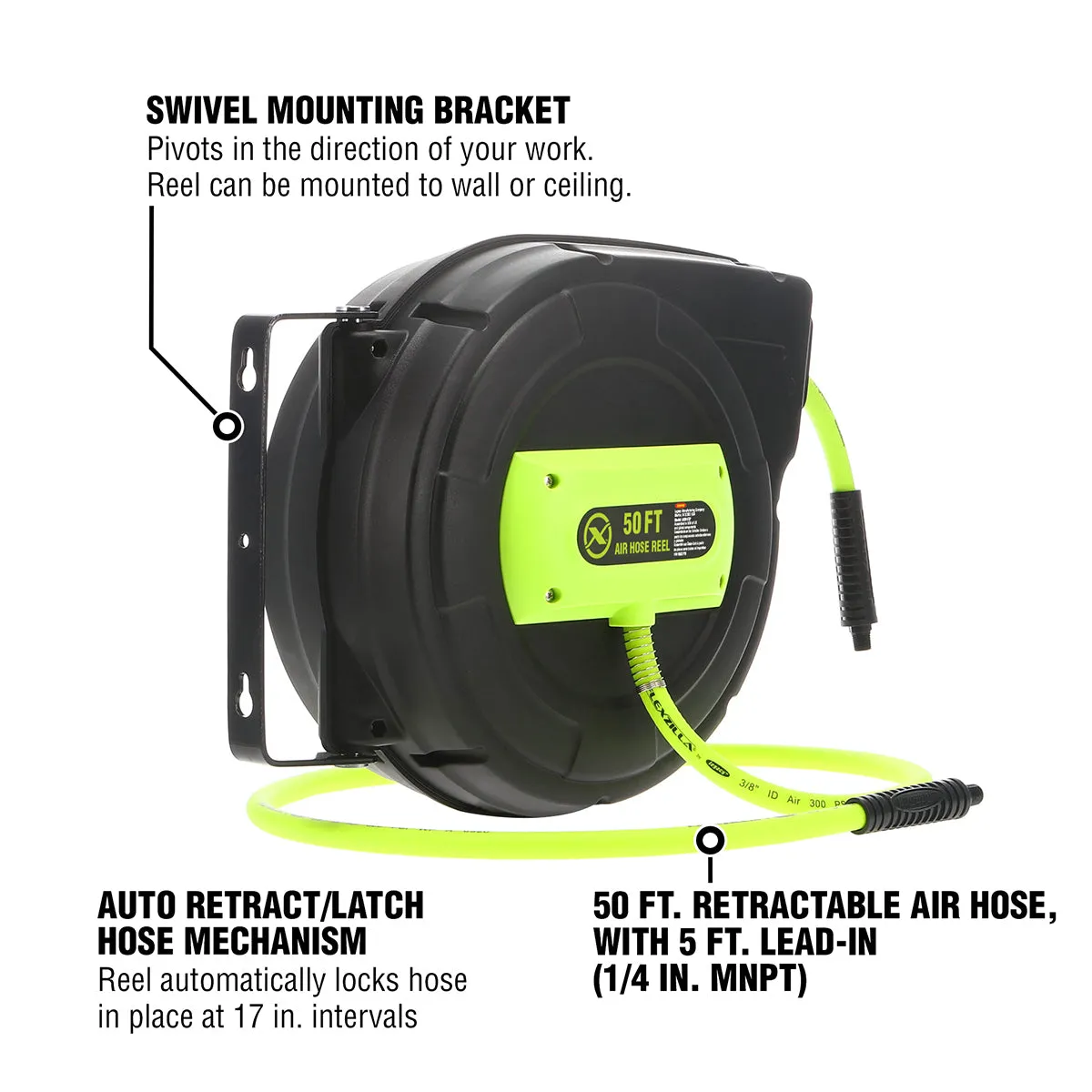Fzp Enclosed Plastic Retractable Air Hose Reel 3/8in 50ft product image