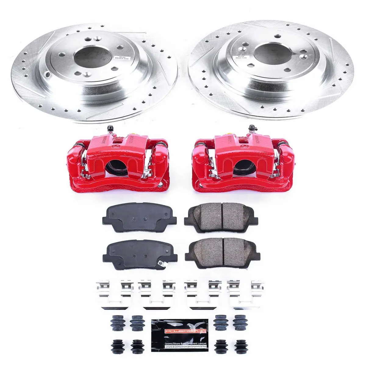 Z23 Evolution Sport Upgrade Kit: Drilled/Slotted Rotors; Carbon-Fiber Ceramic Pads; Powder Coated Calipers product image
