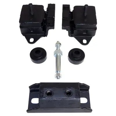 Crown Automotive Jeep Replacement Engine Mount Kit; Incl. 2 Engine Mounts/1 Transmission Mount/2 Insulators/1 Stud;