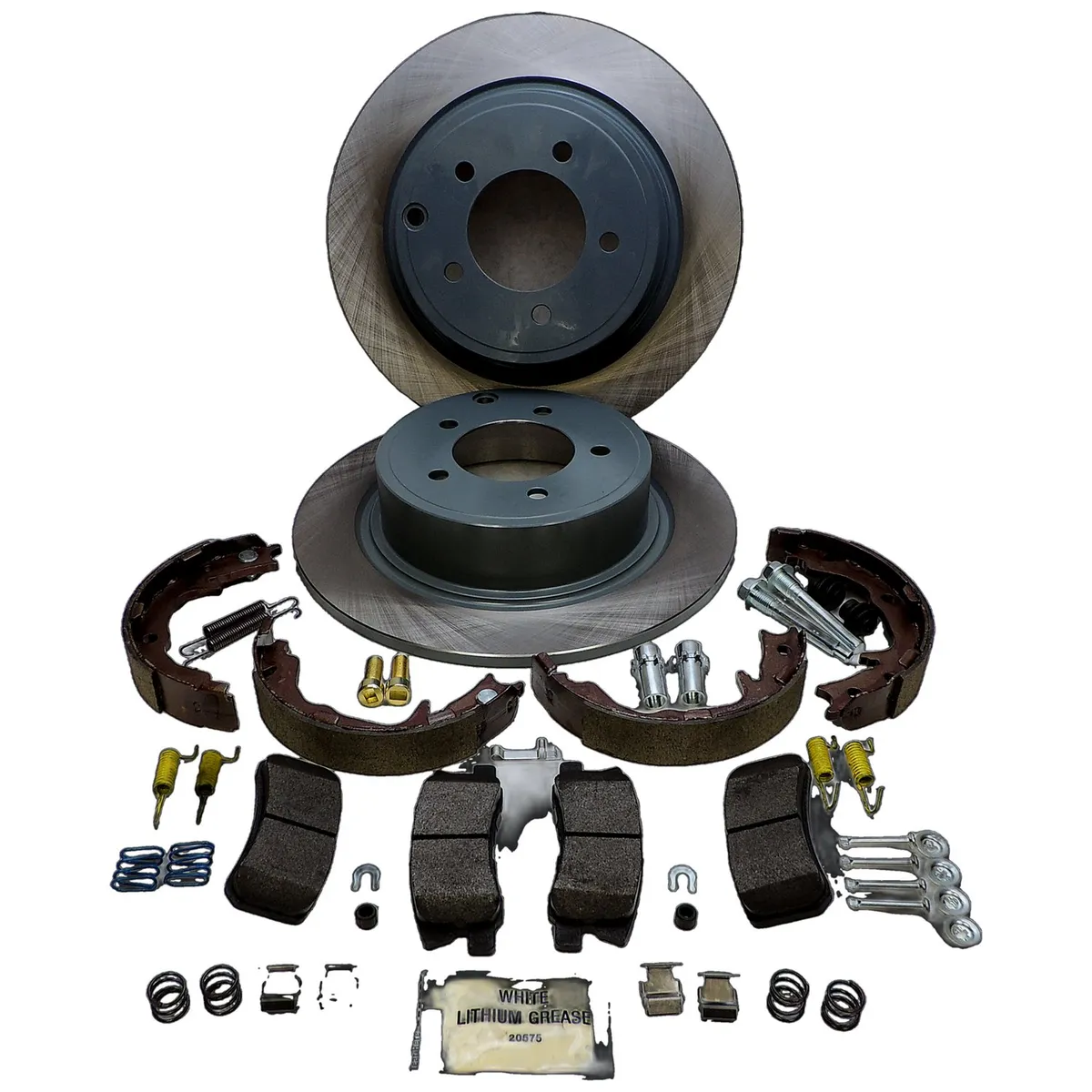 Disc Brake Service Kit; Incl. Existing Hardware; Steel; Semi-Metallic; Rubber; Rear; Left /Right; product image