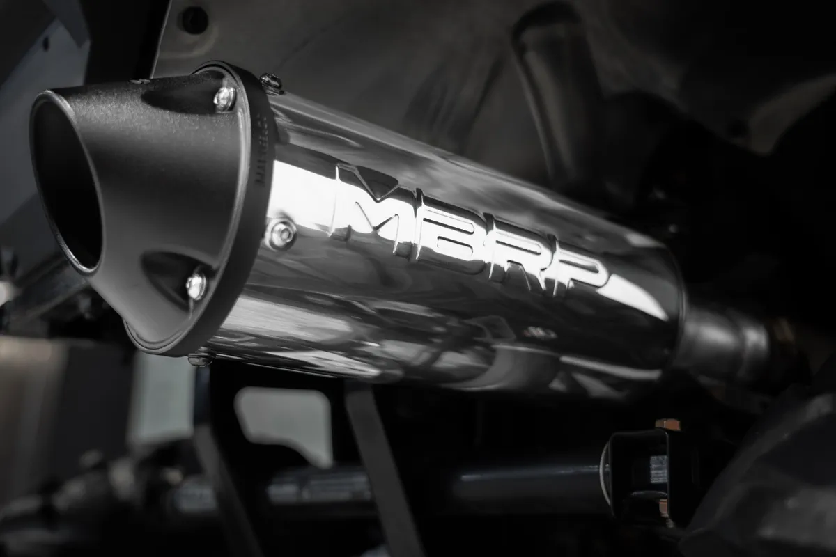 2001-Up Polaris Sportsman 5 Inch Single Slip-on Muffler with Billet Tip Performance Series MBRP product image
