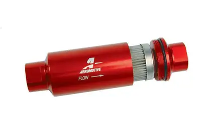 Aeromotive Fuel System 100 Micron Red Fuel Filter with ORB-10 Ports & Stainless Mesh Element