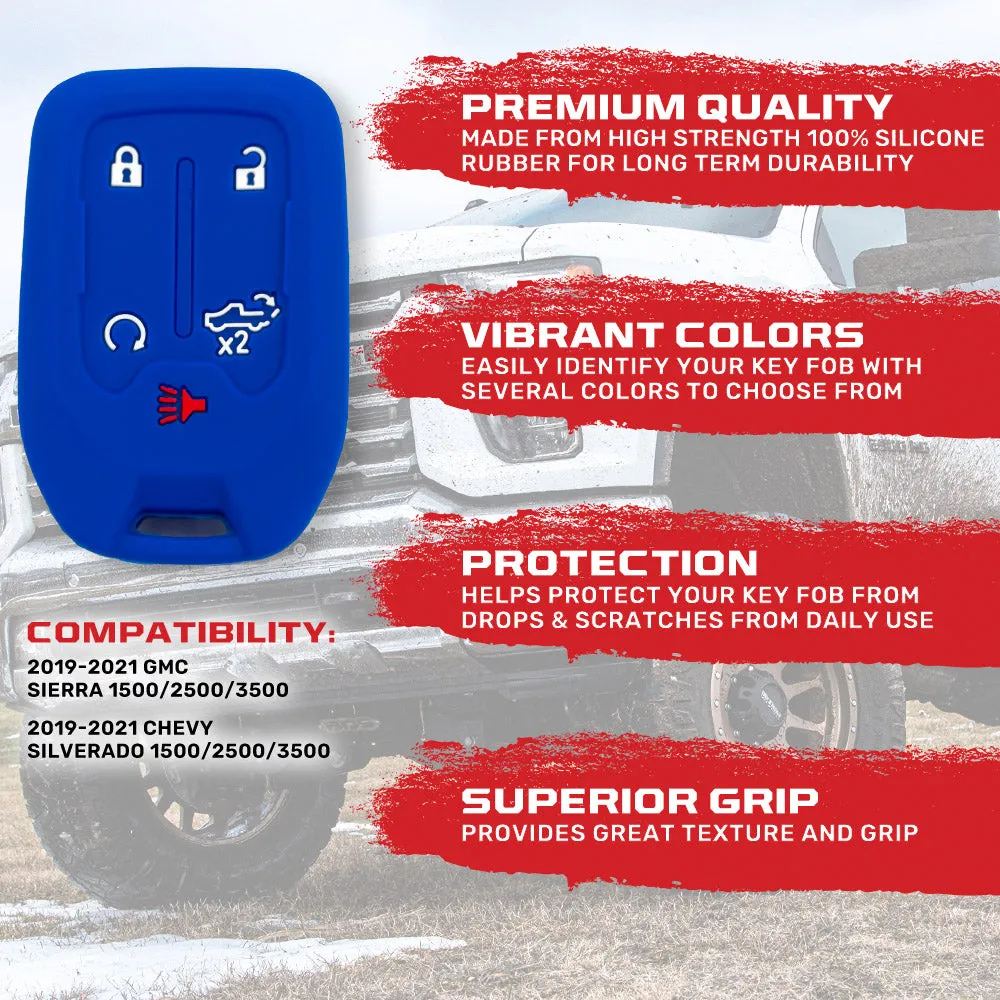 GMC & Chevy 19-21 Sierra & Silverado 1-Piece 100% Silicone Rubber Key Fob Cover - Multiple Colors product image