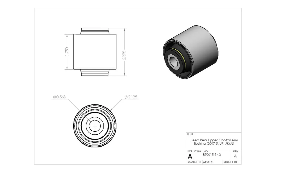 Jeep JK/JL Rear Upper Control Arm Bushing 2-3/8" Width 9/16" product image