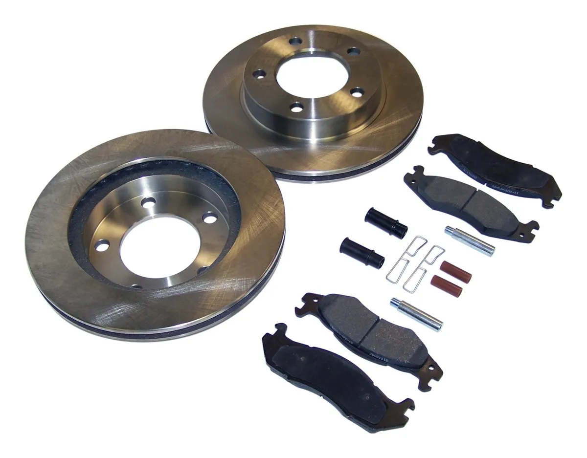 1981-1983 CJ-5 CJ w/ 5 Bolt Flange Mounting; Front; Kit includes: 2 Brake Rotors 1 Pad Set and all necessary hardware. 1981-1986 CJ-7 CJ w/ 5 Bolt Flange Mounting; Front; Kit includes: 2 Brake Rotors 1 Pad Set and all necessary hardware. 1981-1986 CJ-8 product image