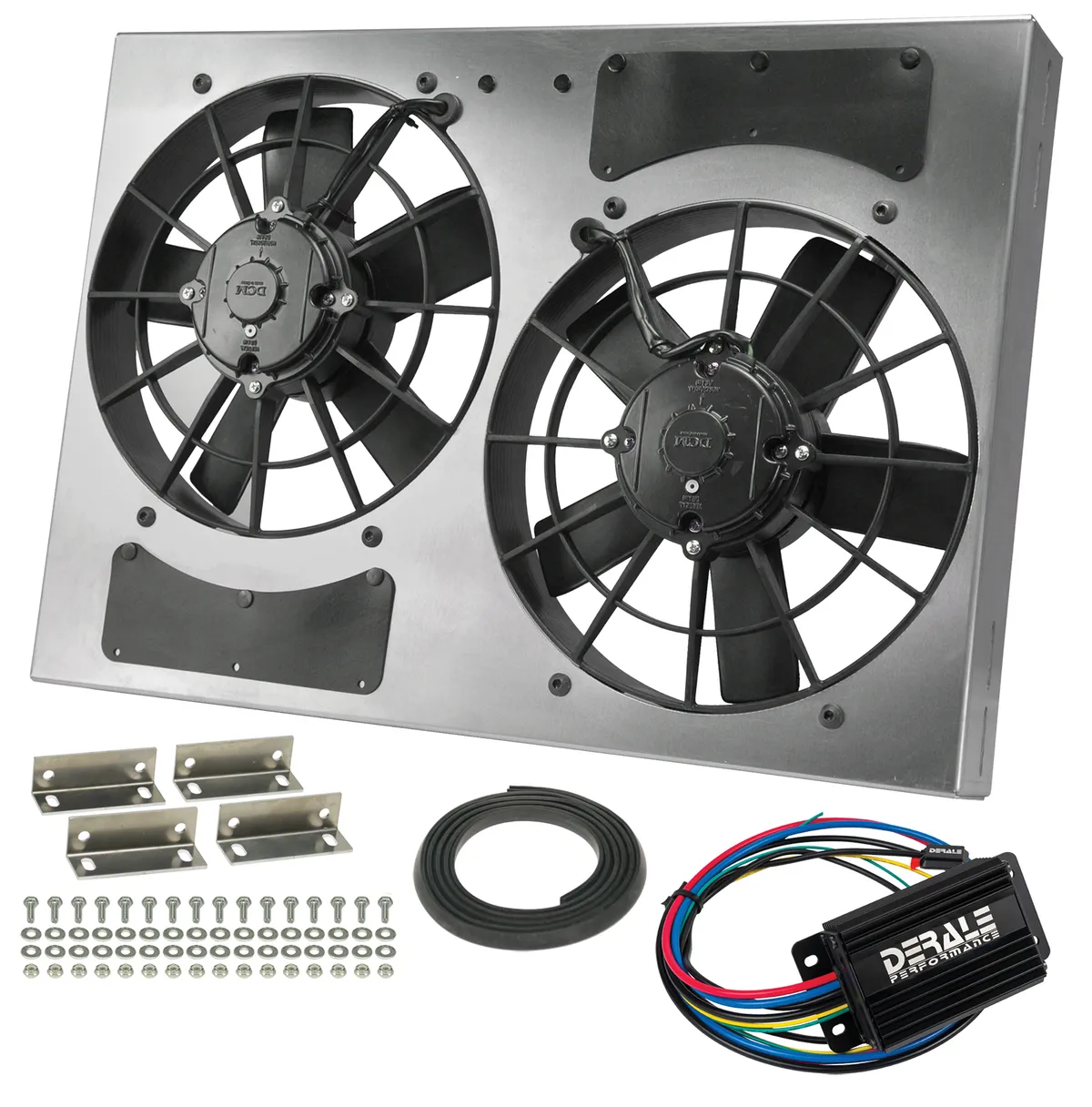 Derale Derale 66833 Powerpack - High Output Dual 11 RAD Fan/Alum Shroud Kit w/ PWM Controller