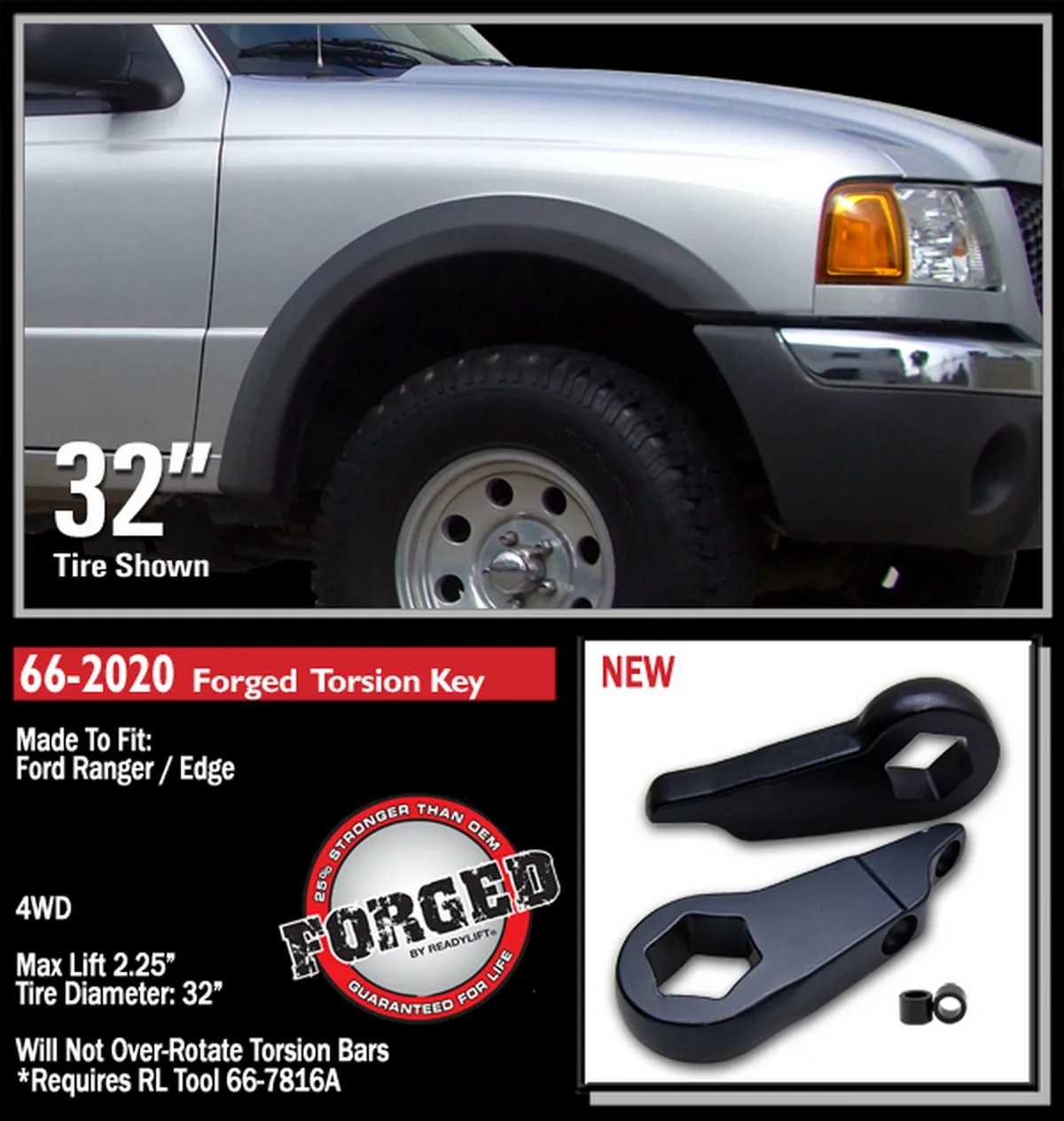 2.25" Leveling Kit W/ Forged Torsion Key - Ford Ranger, Explorer, Sport Trac 1998-2011 product image