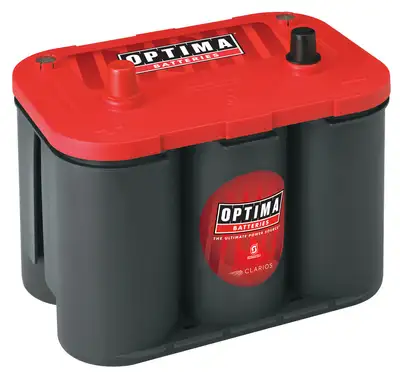 OPTIMA RedTop® Battery; UNBOXED; Group 34; Cold Crank Amps 800; Crank Amps 1000; Reserve Capacity 100; Ampere Hour 50; Top Terminal; L-10 in.; W-6 7/8 in.; H-7 13/16 in.;