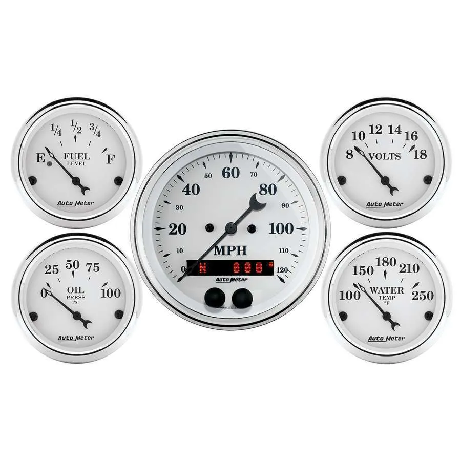 AutoMeter 5 Pc. Gauge Kit, 3-3/8 In. & 2-1/16 In. , GPS Speedometer, Old Tyme White
