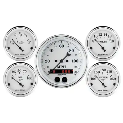 AutoMeter 5 Pc. Gauge Kit, 3-3/8 In. & 2-1/16 In. , GPS Speedometer, Old Tyme White
