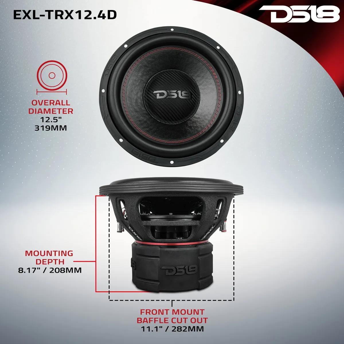 EXL 12” Subwoofer Triple Stack with Reinforced Cone 2000 Watts RMS 3” Dvc 4-Ohm product image