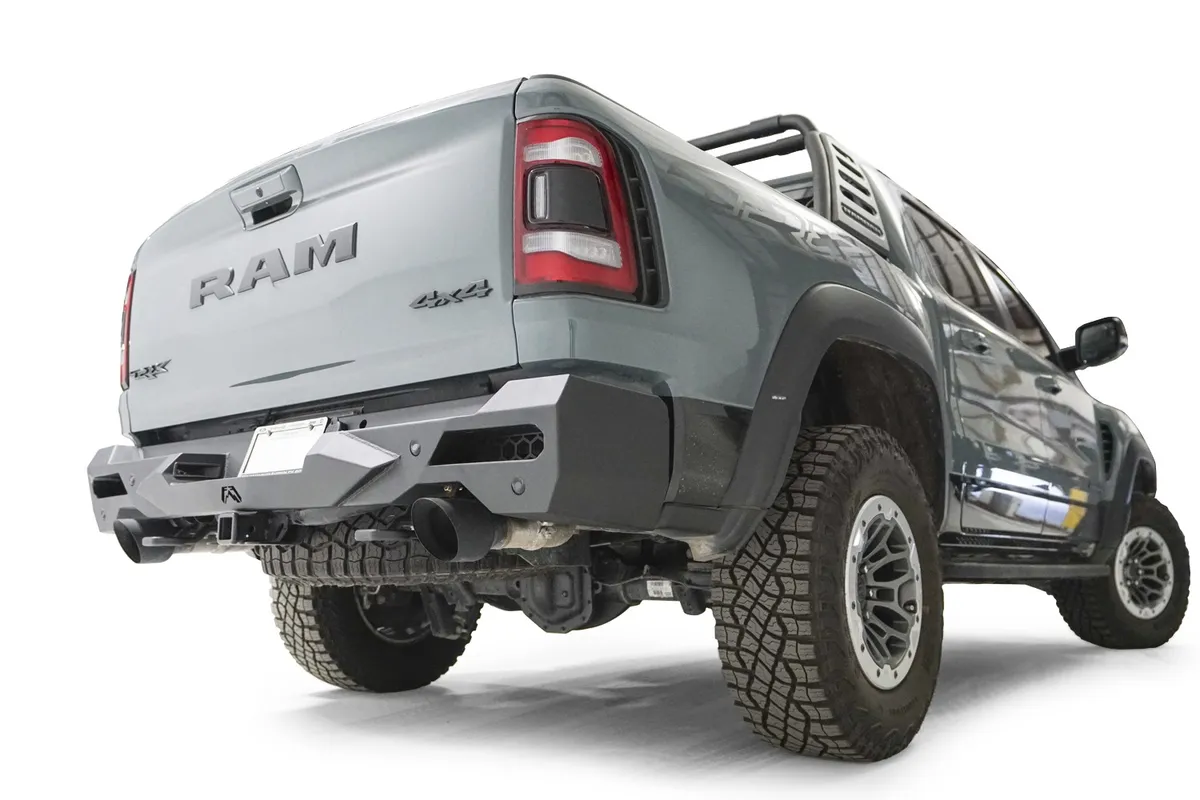 Vengeance Rear Bumper; Receiver Hitch; Wiring Locations; Sensor Compatible; 2 Stage Matte Black Powder Coat; product image