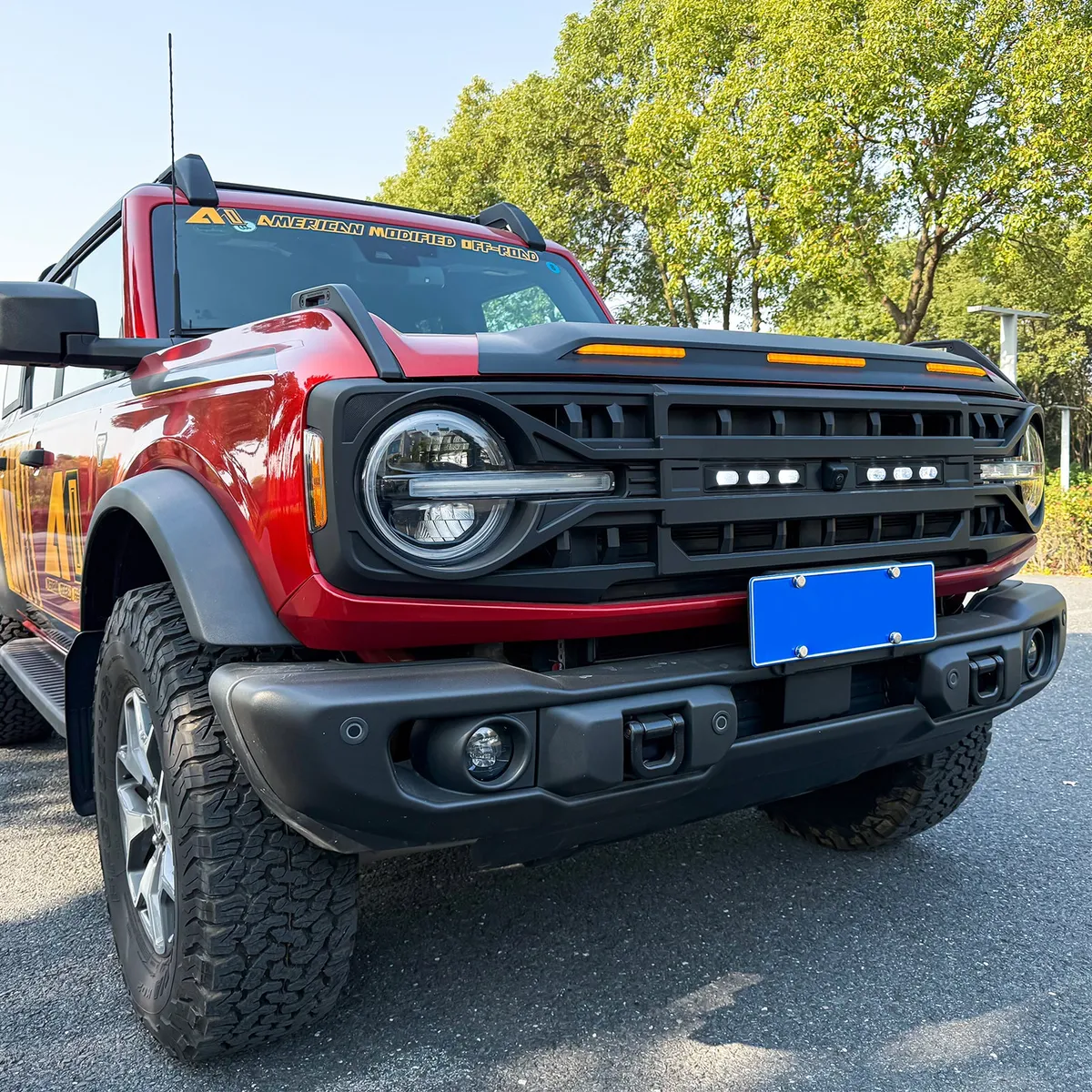 Armor Grille W/ Off-Road Lights & Camera Bracket - Matte Black For 21+ Ford Bronco product image