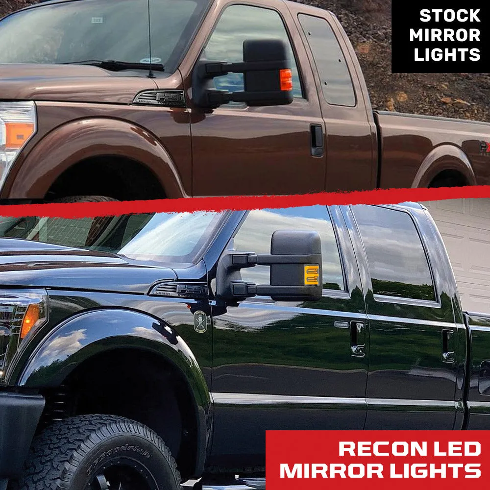 Ford 08-16 F250f350 Superduty Side Mirror Lenses 2-Piece Set w Ultra High-Power Amber Oled Running Lights Ultra High-Power Amber Scanning Oled Turn Signals - Smoked Lens product image