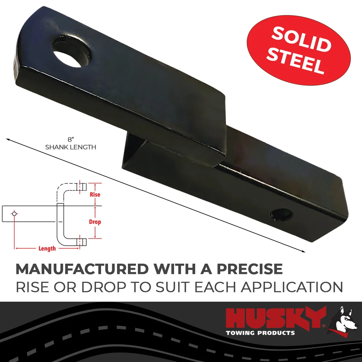 Husky Towing 31364 Fits 2 Recvr 6K Gross Wt 2 Drop/3/4 Rise 8 Shank Length W/O Ball Steel product image