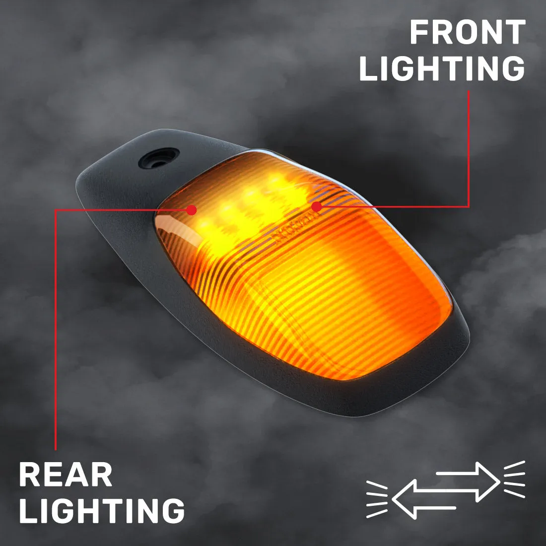 Dodge 19-23 RAM Heavy-Duty 2500 3500 5-Piece Set Smoked Cab Roof Light Lens With 2-Way Forward Rear Facing Amber Ultra High-Power Leds - Attn Plug-N-Play Replacement For OEM Factory Installed Cab Roof Lights product image