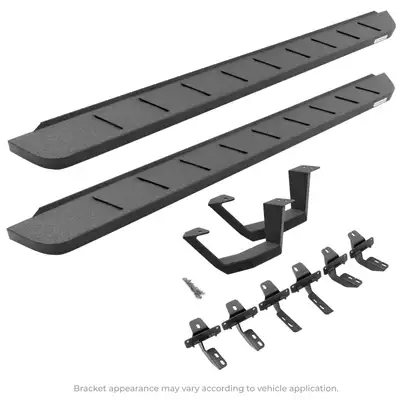 Go Rhino Go Rhino 6349264810T - RB10 Running Boards With Mounting Brackets & 1 Pair of Drop Steps Kit - Protective Bedliner Coating