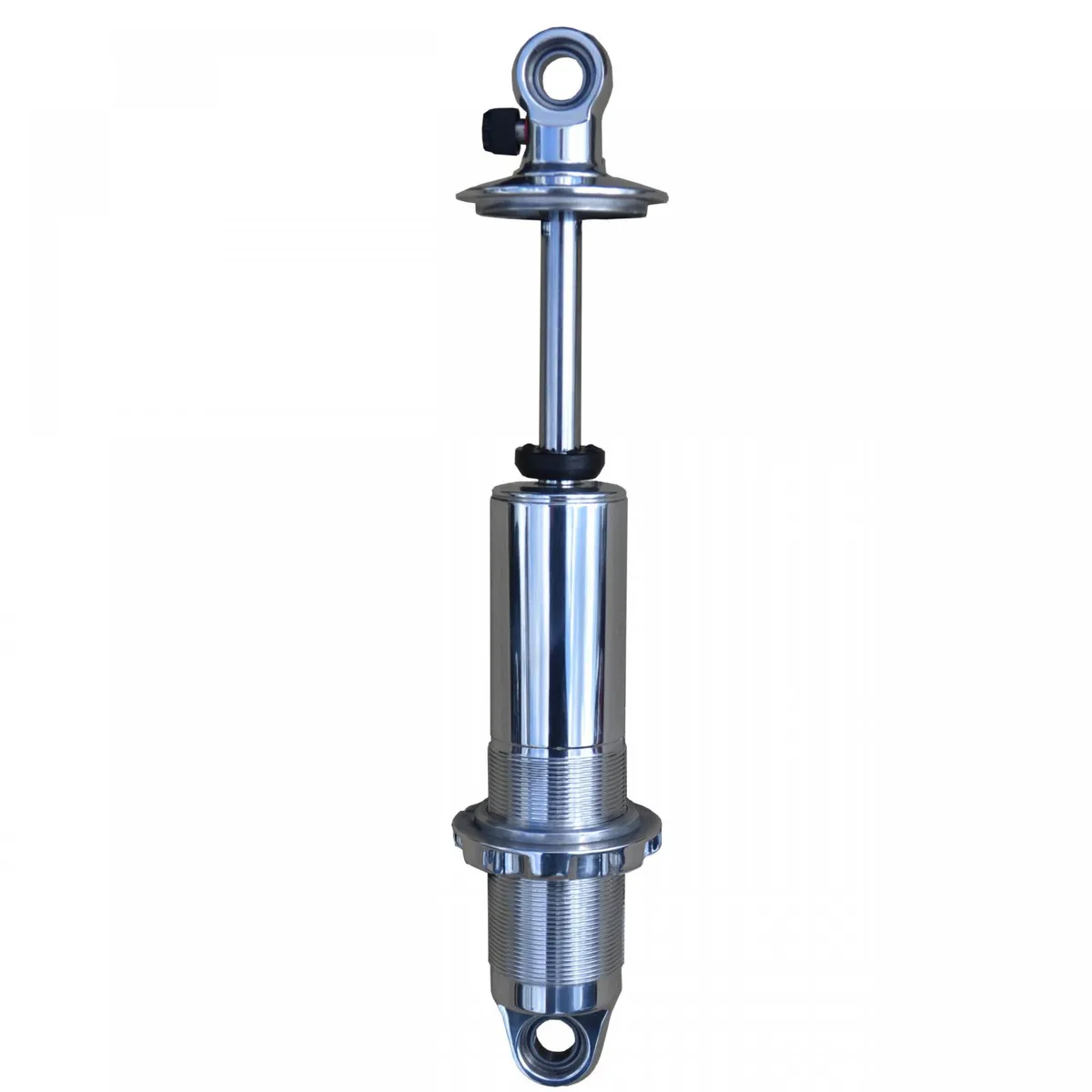 Polished HQ Coil-Over Shock W/ 6.9 Inch Stroke And 2 Inch Stud Mount Universal 1 Rebound Adjustable Shock Spring Mounts Delrin Spring Washers And Bearing Spacers 1/2 Inch And 5/8 Inch 13.4 Inch X 20.3 Inch W/ A 16.5 -17.5 Inch Ride Height Ridetech product image