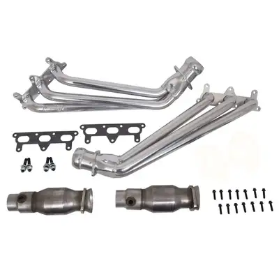 BBK Performance Chevrolet Camaro V6 1-5/8 Long Tube Exhaust Headers With High Flow Cats Polished Silver Ceramic 10-11