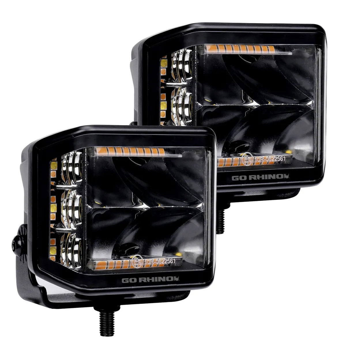 go Rhino 750700322scs Blackout Combo Series - Sideline 4x3 LED Cube Spot Lights, Pair, W/Amber Leds product image