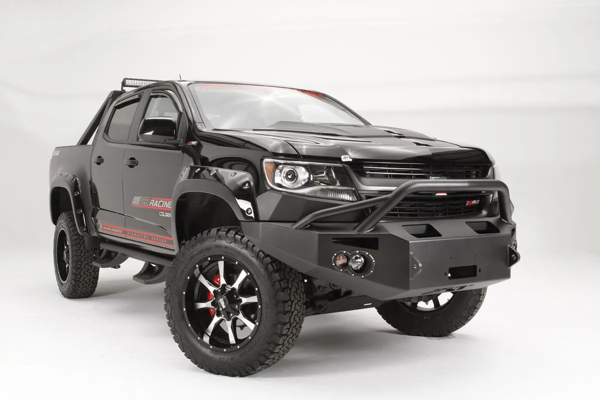 Premium Winch Front Bumper; 2 Stage Black Powder Coated; w/Pre Runner Guard; product image