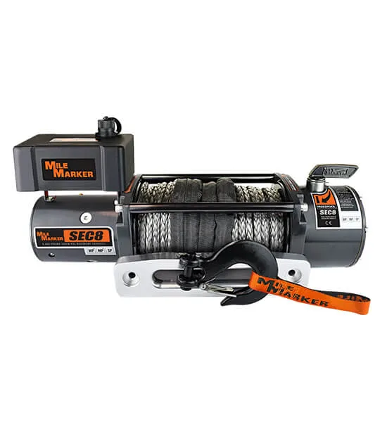8000 LB Winch Waterproof 4.9 HP Series Wound 12V Motor W/ 92 Foot Synthetic Rope SEC8 Scout ES Mile Marker product image