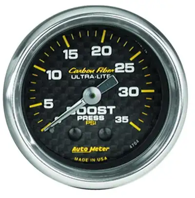 AutoMeter Gauge, Boost, 2 1/16", 35psi, Mechanical, Carbon Fiber