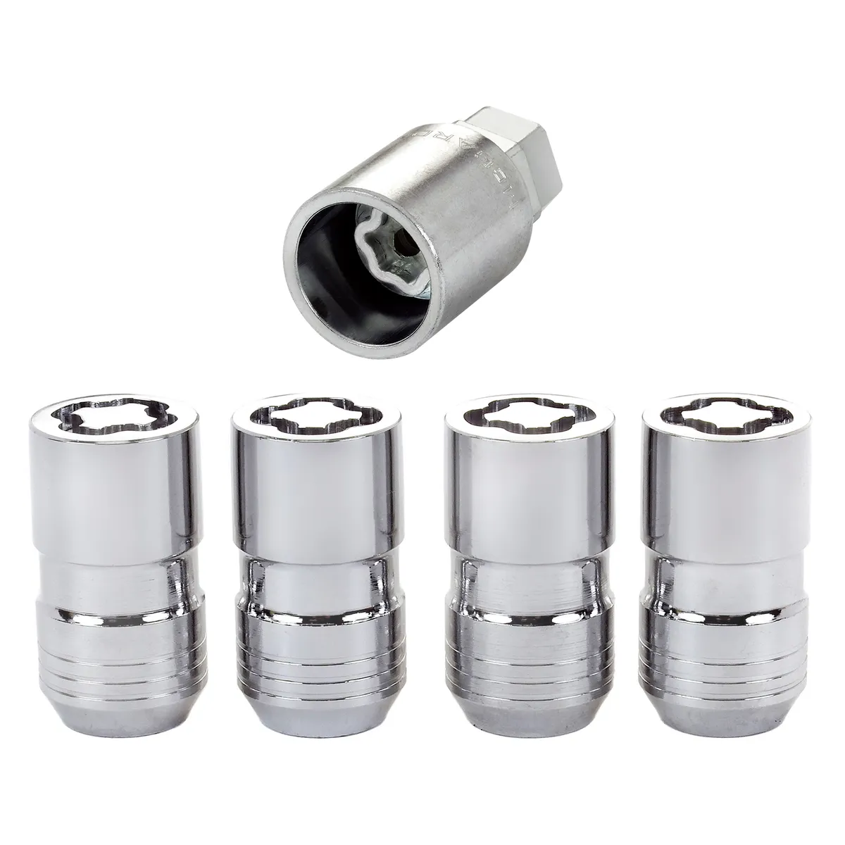 Wheel Lock Set M14x1.5 Nut Cone Seat Dual 21mm & 22mm Hex 1.639 in Oal Chrome product image