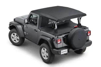 MasterTop Wind Stopper Plus/Tonneau Cover Ultimate Combo 2018-2024 Jeep JL Wrangler 2Dr Soft Top Models Black Diamondl MasterTop