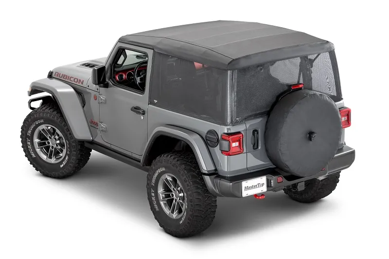 Mesh Trail Screens 2018-2024 2 Dr JL Wrangler with Factory Soft Top 3 piece Kit Black Mesh MasterTop product image