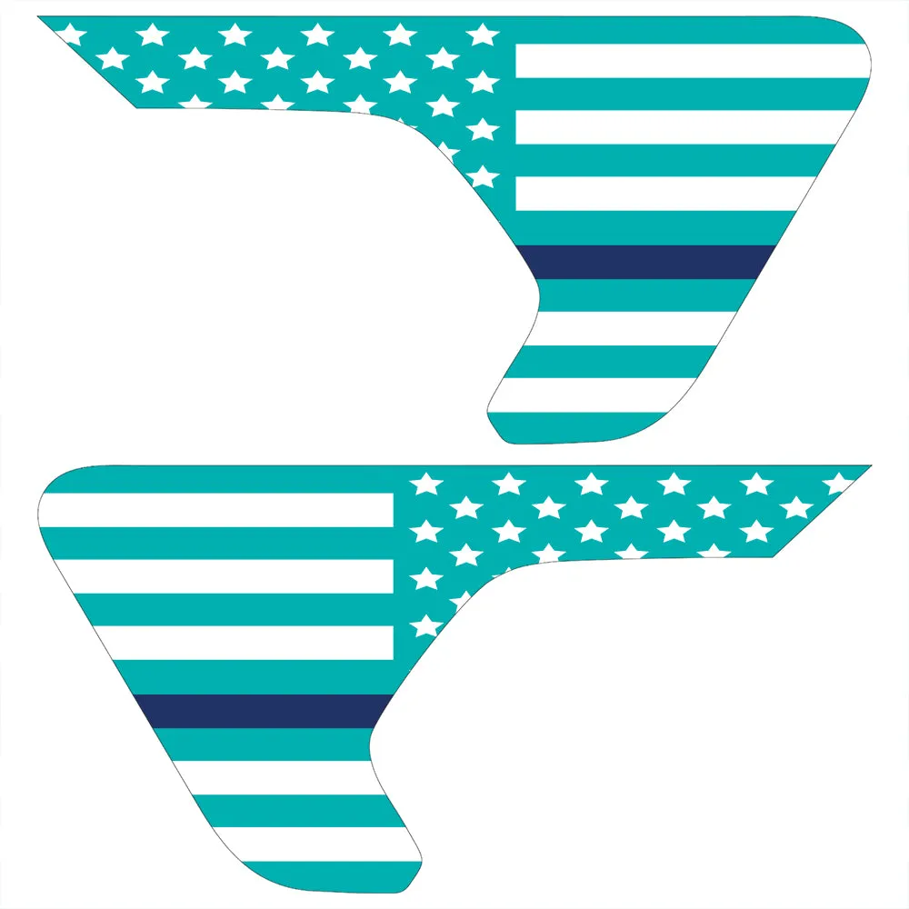 White & Light Blue Thin Blue Line Flag 2pc Vinyl Fender Decal product image