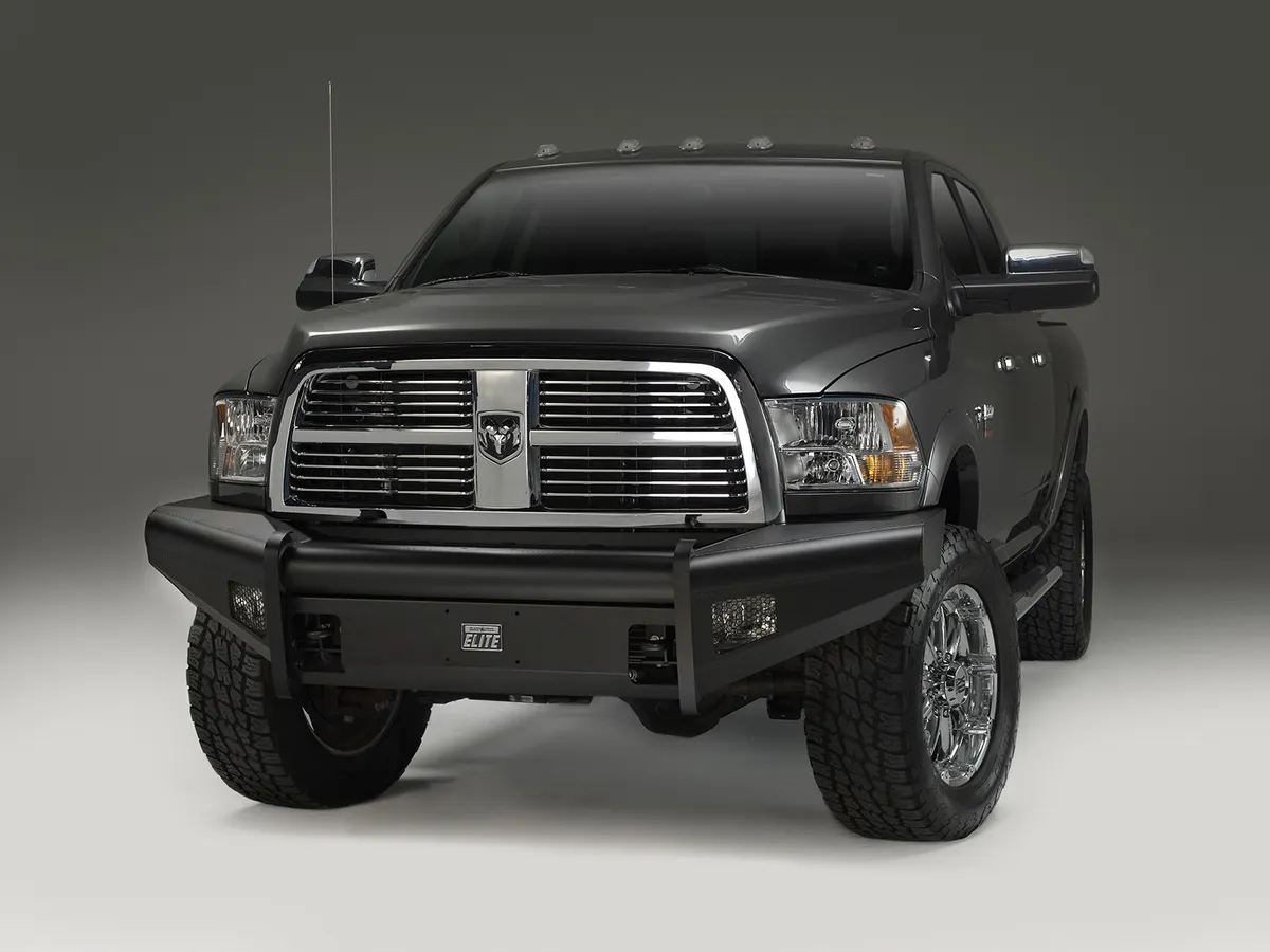 Fab Fours Elite Front Bumper; 2 Stage Black Powder Coated; w/o Full Grill Guard; Incl. Light Cut-Outs;