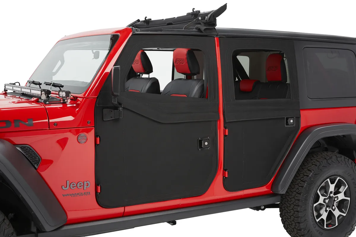 Full Fabric Doors Jeep '20-26 Gladiator '18-26 Wrangler JL Rear Black Twill Bestop product image