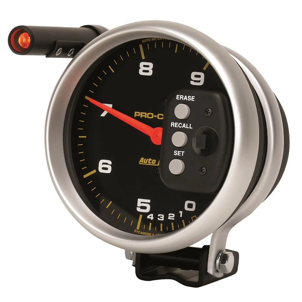 5 In. Tachometer, 0-9000 Rpm, Pedestal Dual Range w/ Quick Lite & Peak Memory, Pro-Comp product image