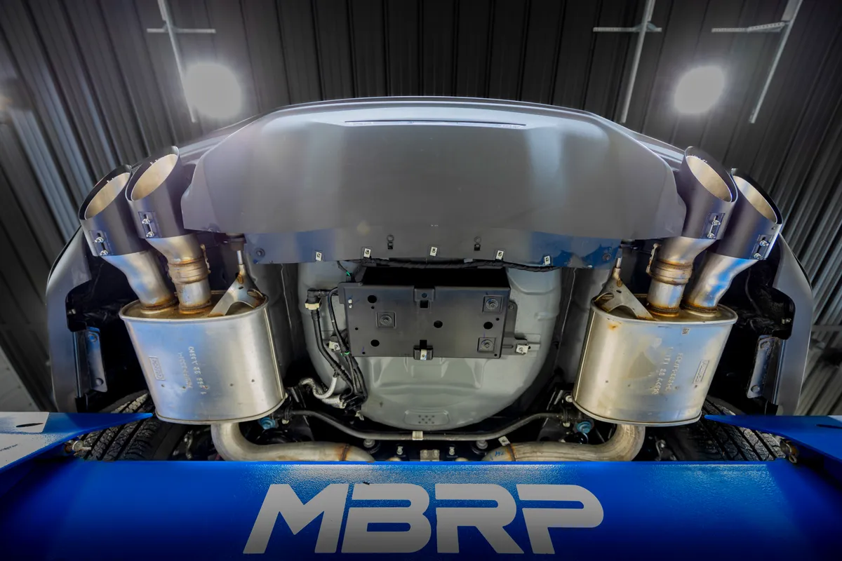 Black-Coated 4 Inch Quad Tip Cover Kit for 2015-Up Ford Mustangs with Quad Tips MBRP product image