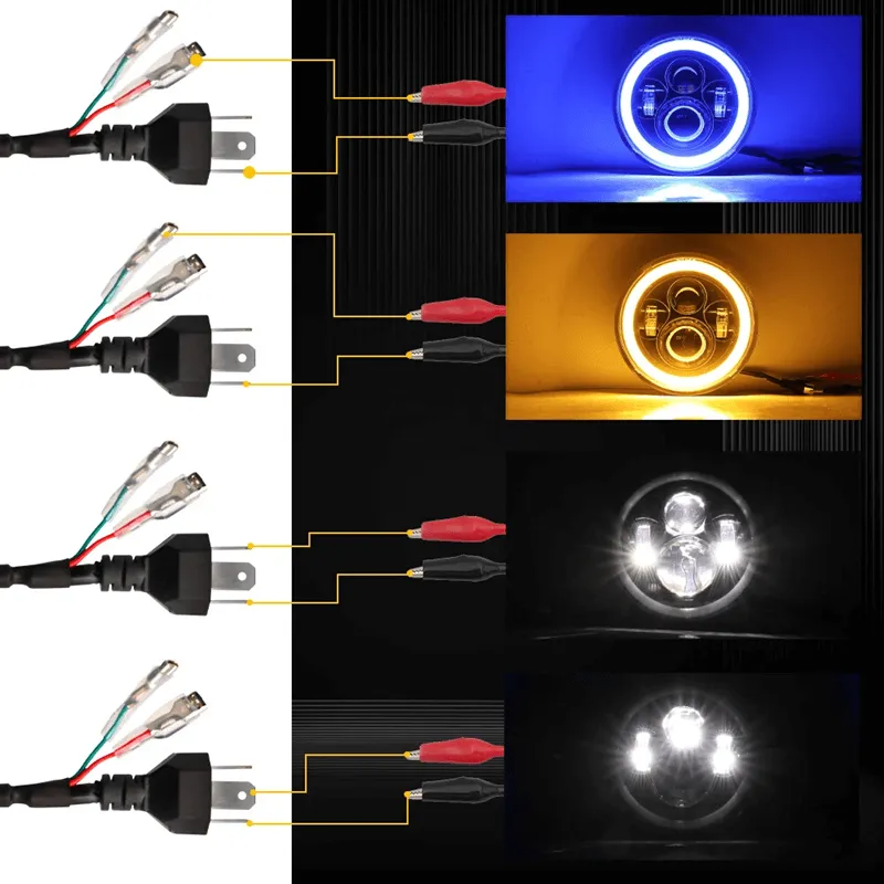 LED RGB Color Changing Halo Headlights with Amber Turn Signal + Fog Light Kit Combo For 2007-2018 Jeep Wrangler JK product image