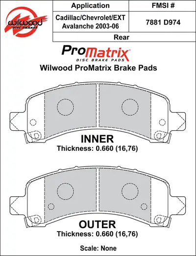 Wilwood Brakes 2002 - 2015 Cadillac, Chevrolet, GMC Original Equipment Pads - 150-D0974K