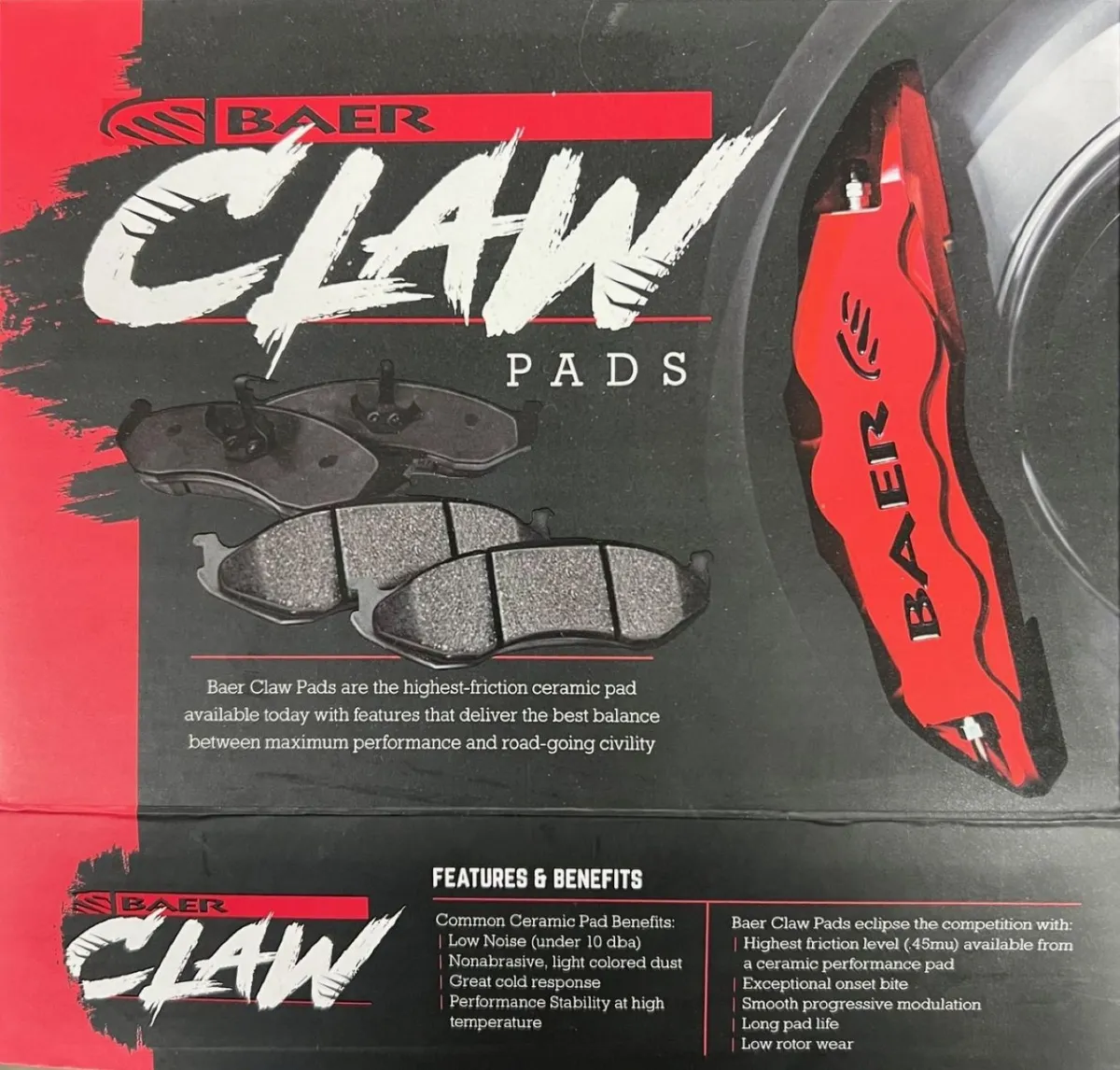 Claw Brake Pads Rear 19-23 Ram 1500 New Body 22-23 Jeep Wagoneer And Grand Wagoneer Baer Brakes product image