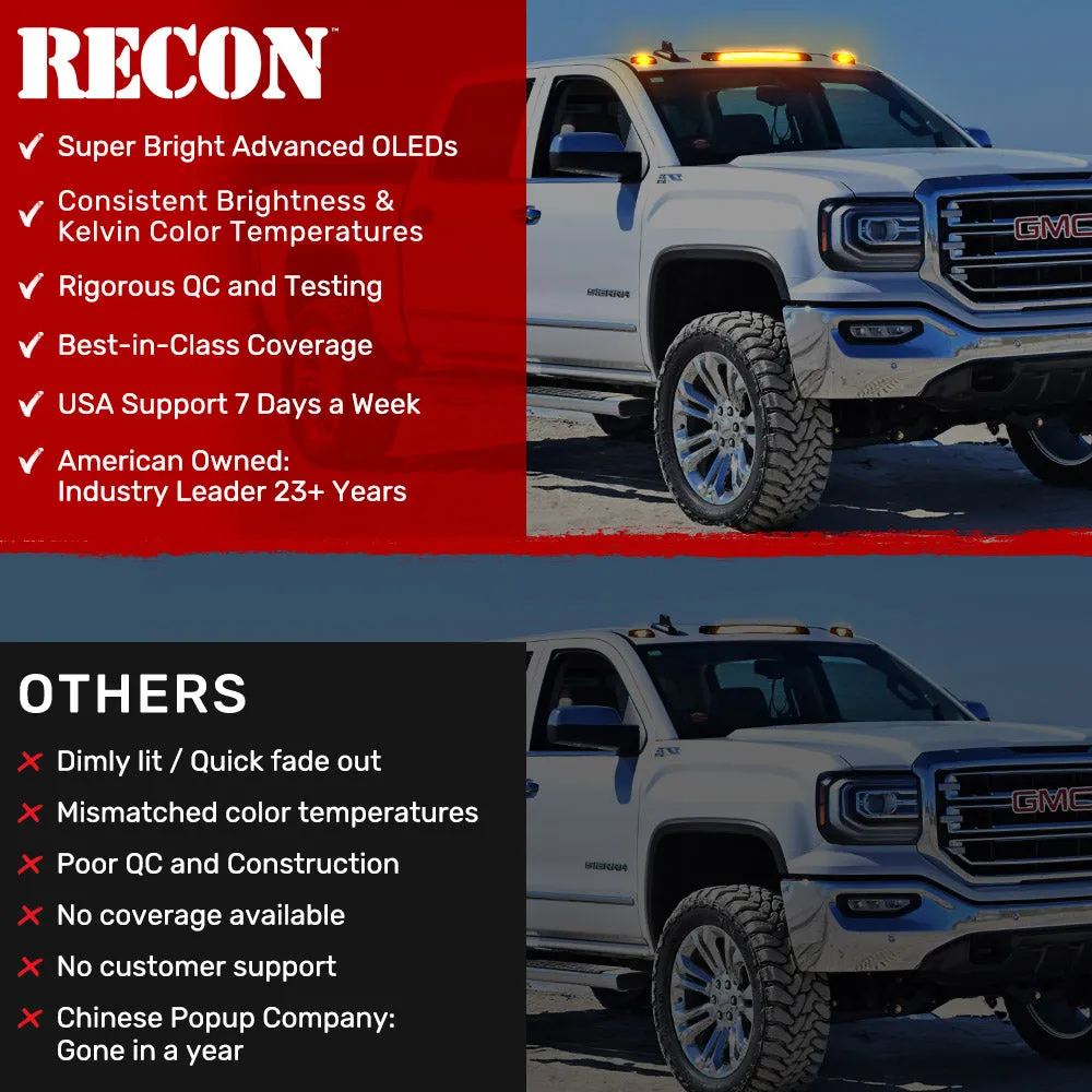 Gmc Chevy 15-19 3rd Gen Body Style Heavy-Duty 3-Piece Set Smoked Cab Roof Light Lens With 2-Way Forward Rear Facing White Ultra High-Power Leds - Plug-N-Play Installation Replaces OEM Installed Cab Roof Lights product image