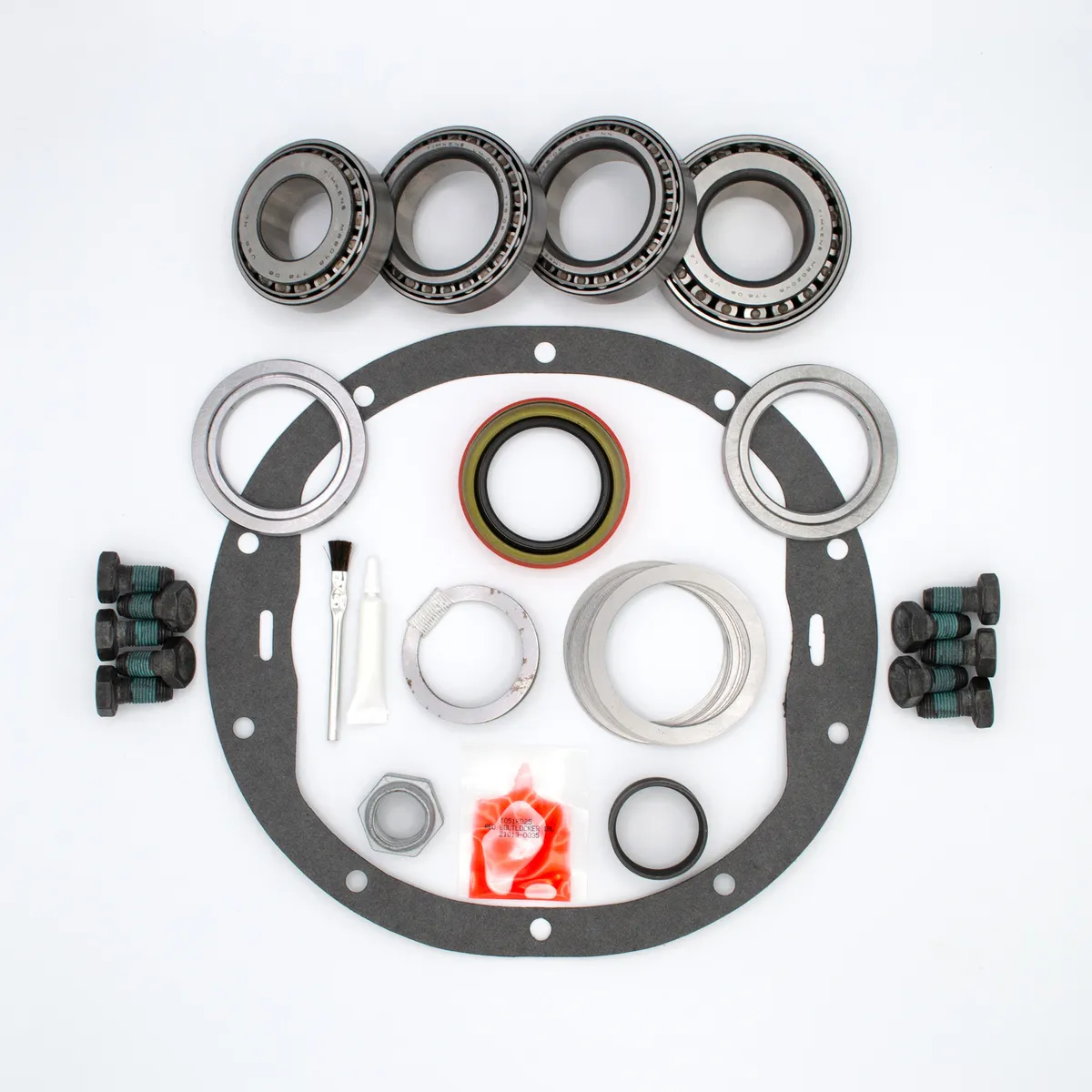 Eaton Eaton Master Differential Install Kit; Rear; GM 8.5 in.; 10 Cover Bolts; 10 Ring Gear Bolts; 28/30 Axle Spline; 30 Pinion Spline; Standard Rotation; w/ Eaton Posi/Truetrac;