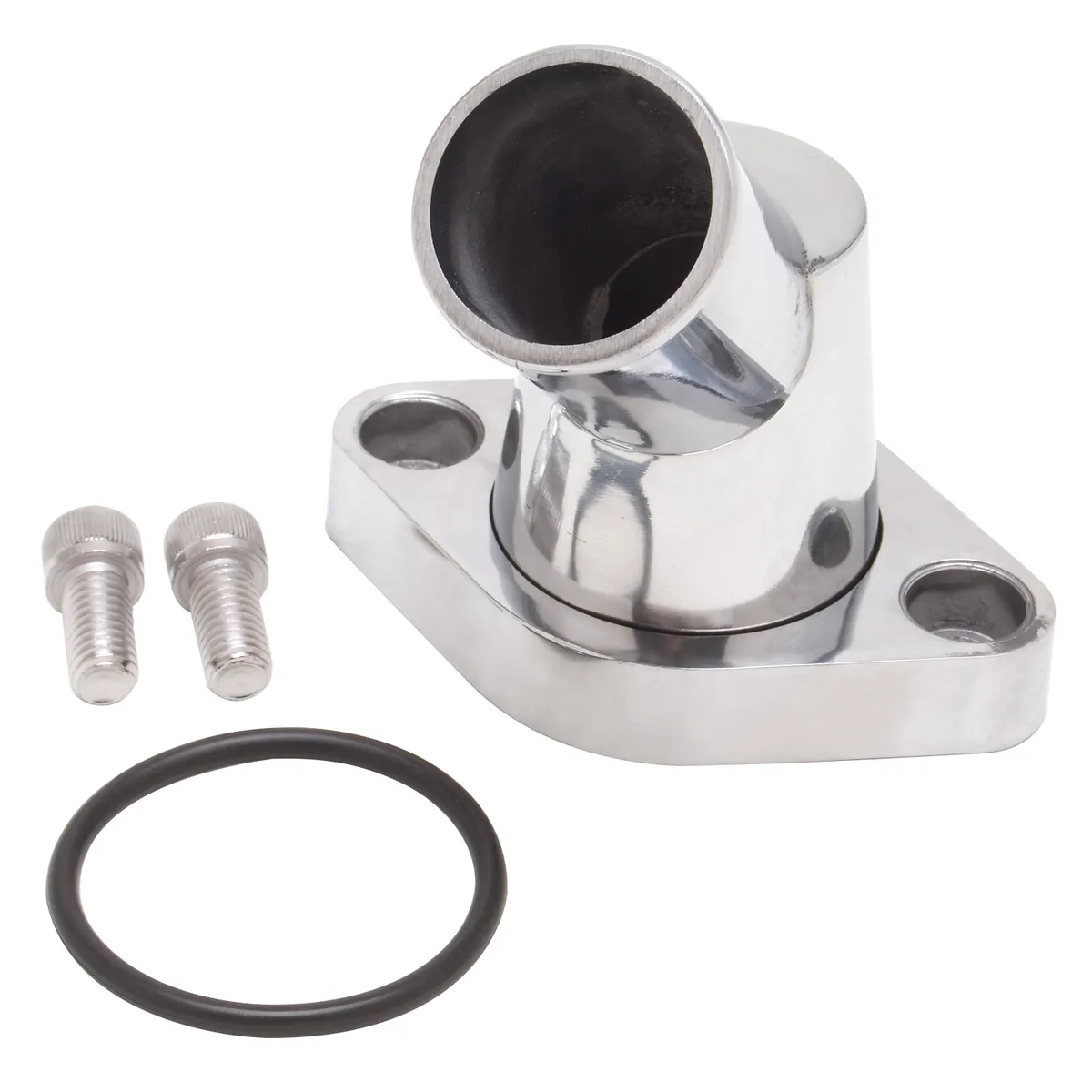 Edelbrock 4817 Edelbrock 45 Deg. Polished Aluminum Waterneck for Chevy 4.3L V6 & Chevy V8 product image