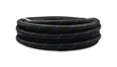 Vibrant Performance Nylon Braided Flex Hose; -6AN; 0.344 in. Hose ID; 0.5625 in. Hose OD; 500 PSI Operating Pressure; 2000 PSI BP; 10ft. Roll; Black/Blue;