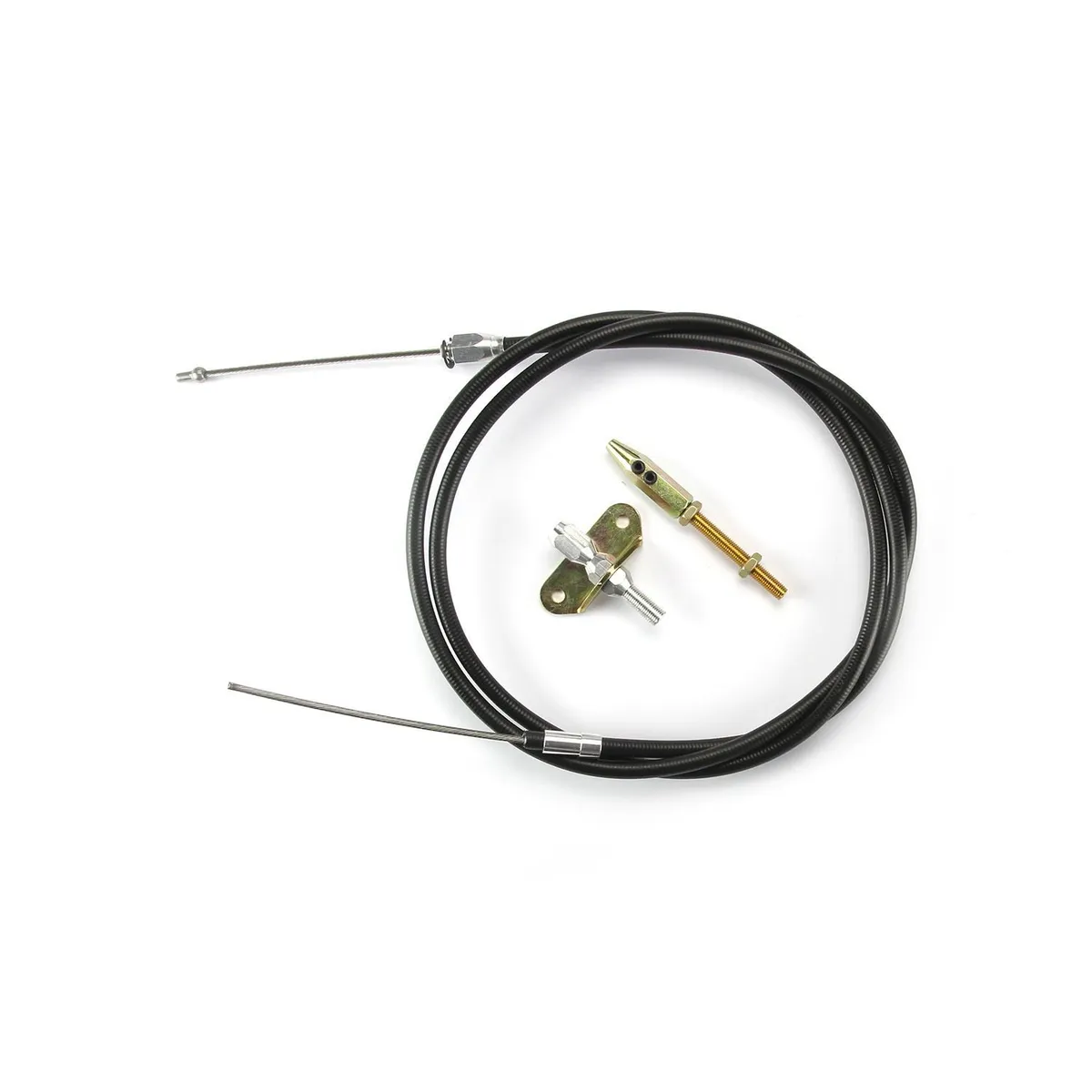Lokar Emergency Brake Connector Cable Kit; Fits w/Lokar Under The Dash Emergency Brakes; Incl. 6 ft. Connector Cable/Aluminum Fittings/Adjuster/Ferrule; Black Housing;