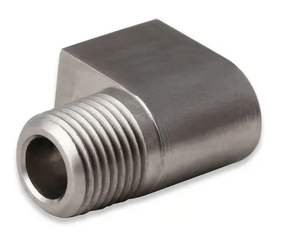 Earl's Hardline Adapter - 90 Degree Stainless Steel - 1/8" NPT Male to 3/8"-24 Inverted Flare Female. product image
